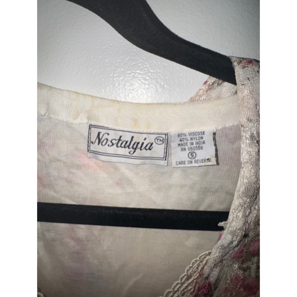 Vtg 90s Sz S Floral Lace Maxi Dress V-Neck Cottagecore Country Romantic Prarier - Picture 2 of 7